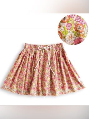 Lema French Market Ditsy Floral Women’s Mini Skirt Cottagecore Lawn Cotton Pink